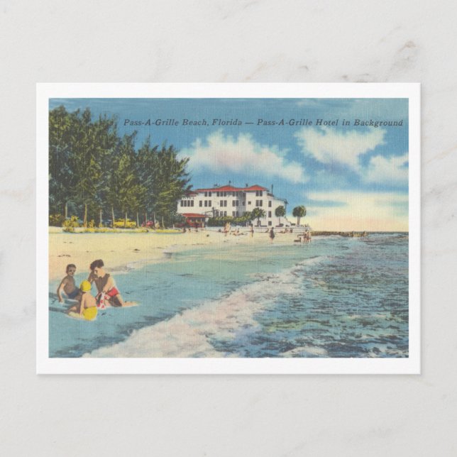 Postal Playa Pass-A-Grille, Florida, escenario de playa v (Anverso)