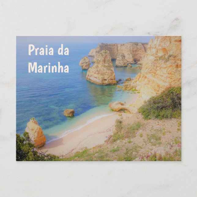 Postal Playa Portugal Praia da Marinha en el Algarve (Anverso)