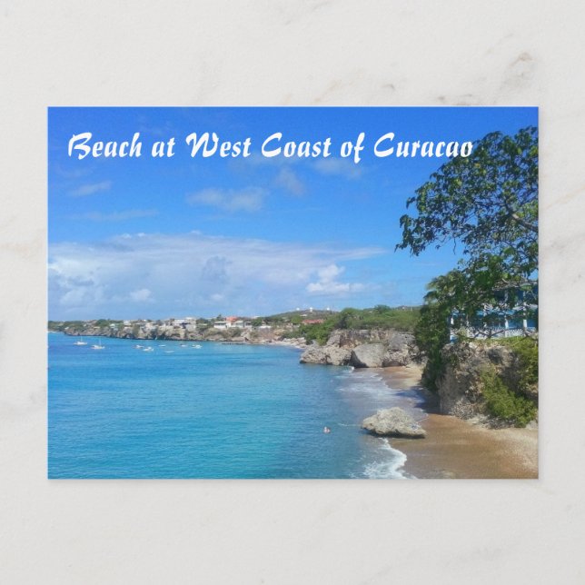 Postal Playa Postcard en la costa oeste de Curazao (Anverso)