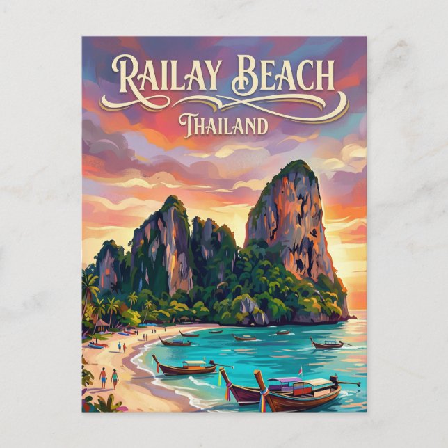 Postal Playa Railay Tailandia (Anverso)