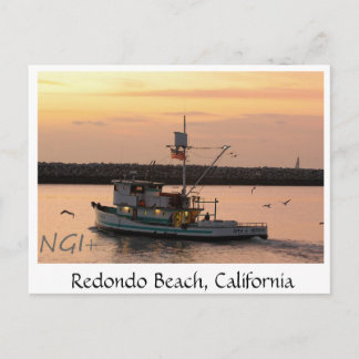 Postal Playa Redondo, barco de remolcadores de California