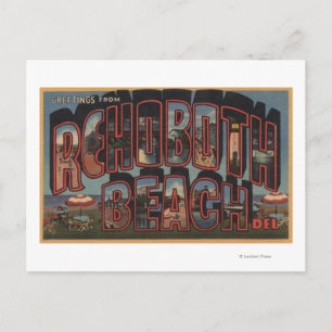 Postal Playa Rehoboth, Delaware - Escenas de letras grand