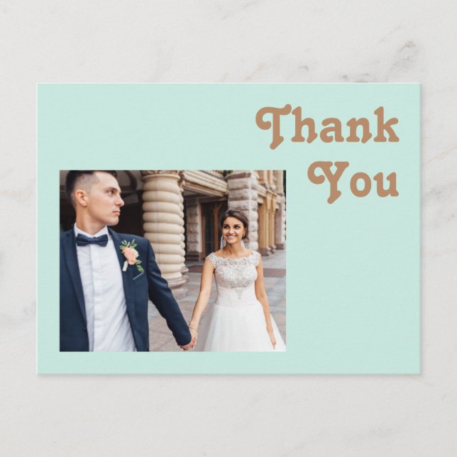 Postal Playa Retro | Foto de Boda Gracias Aqua (Anverso)