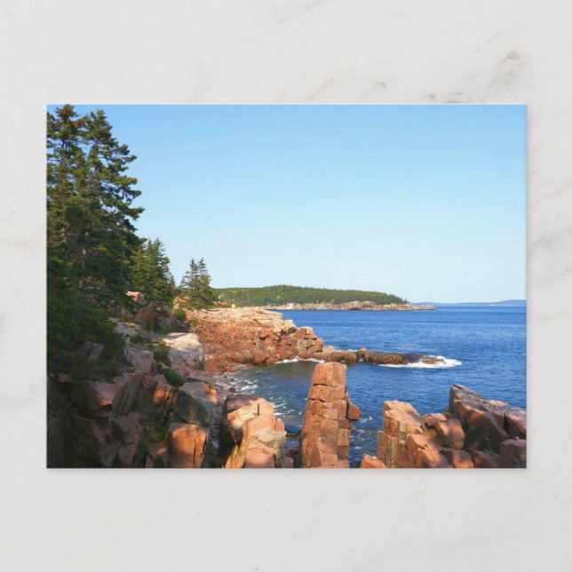 Postal Playa Rocky de Acadia cerca del Thunder Hole (Anverso)