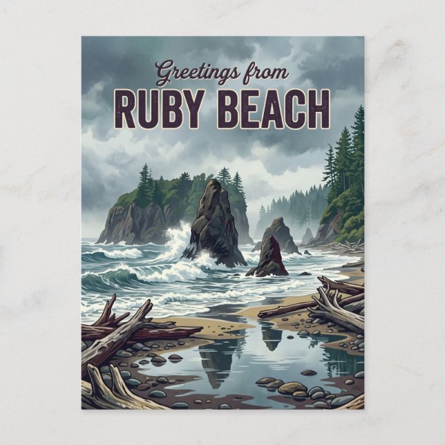Postal Playa Ruby Washington (Anverso)