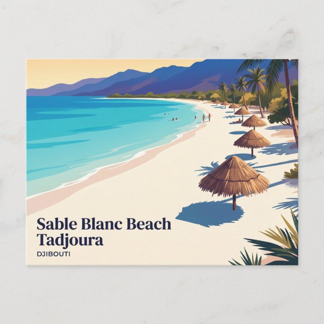 Postal Playa Sable Blanc Yibuti (Anverso)