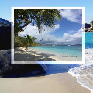 Postal Playa Salmón, palmeras, Parque Nacional de las Isl