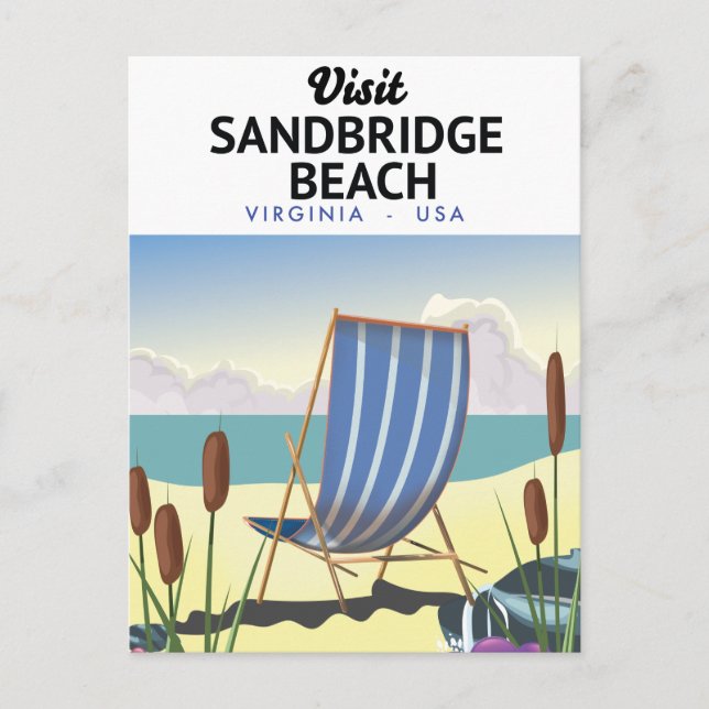 Postal Playa Sandbridge Virginia EE. UU., (Anverso)
