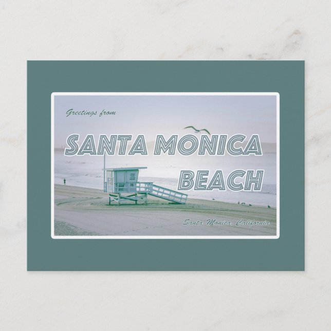 Postal Playa Santa Mónica, California Postcard (Anverso)