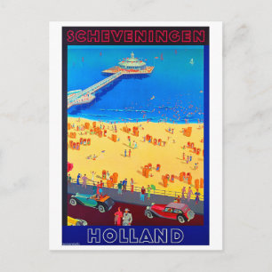 Postal Playa Scheveningen, Holanda, viaje vintage
