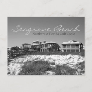Postal Playa Seagrove - Blanco y Negro del noroeste de Fl