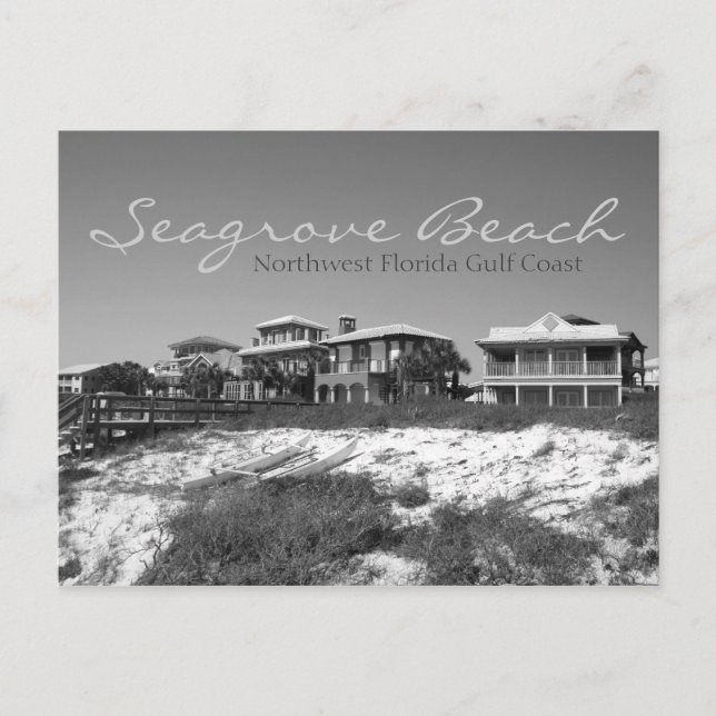 Postal Playa Seagrove - Blanco y Negro del noroeste de Fl (Anverso)