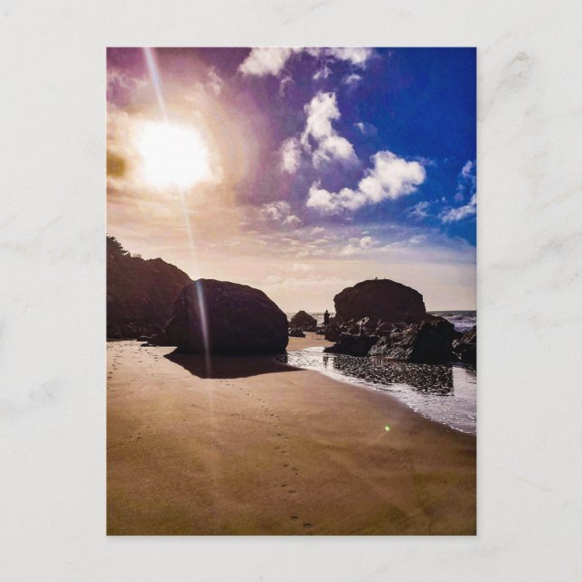 Postal Playa Soleada con Rocas (Anverso)