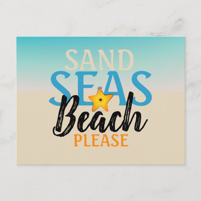Postal Playa Starfish Sand Seas (Anverso)