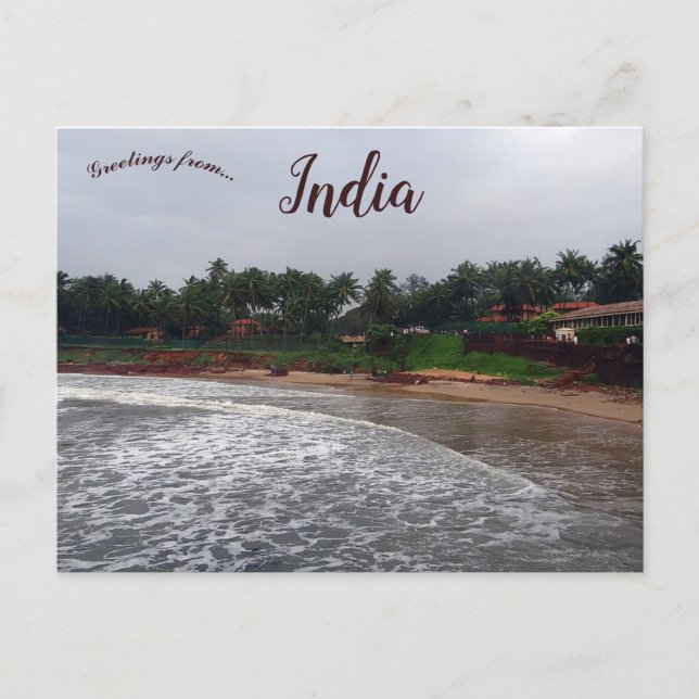 Postal Playa Stormy en Goa India (Anverso)
