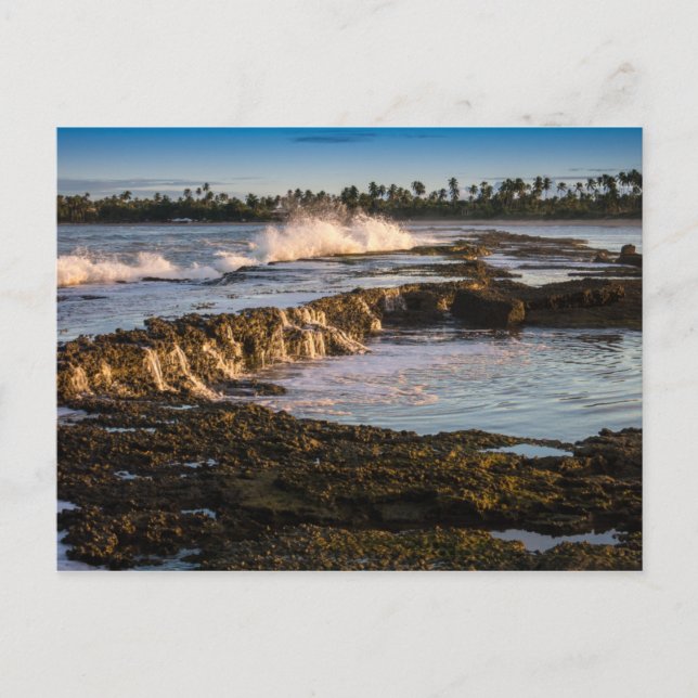 Postal Playa Tabuba: Rompiendo Olas En Los Arrecifes (Anverso)