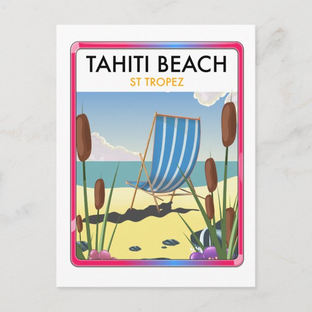 Postal Playa Tahití st tropez (Anverso)