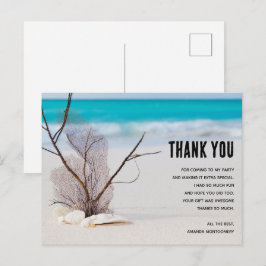 Postal Playa Tropical con Conchas Blancas Gracias