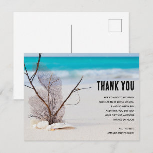 Postal Playa Tropical con Conchas Blancas Gracias