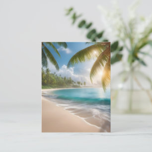 Postal Playa tropical con palmeras