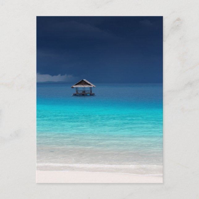 Postal Playa tropical de arena blanca en el paraíso (Anverso)