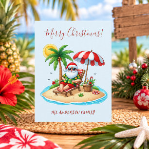 Postal Playa Tropical y Navidad de Santa
