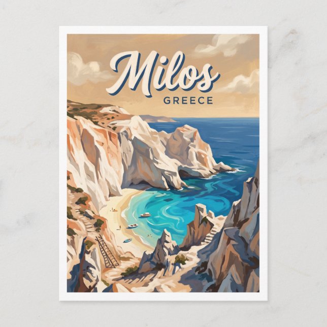 Postal Playa Tsigrado Milos Grecia (Anverso)