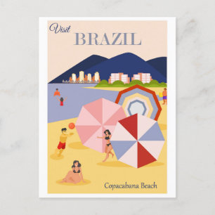 Postal Playa Vintage de Río de Janeiro Brasil Copacabana