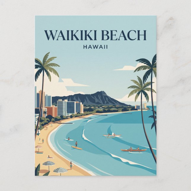 Postal Playa Waikiki (Anverso)