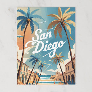 Postal Playa y ciudad de San Diego