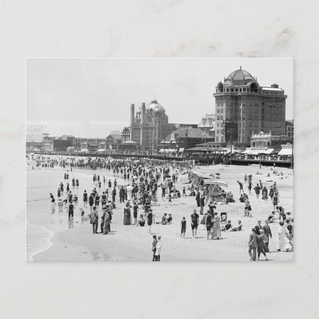 Postal Playa y paseo marítimo de Atlantic City, 1910 (Anverso)