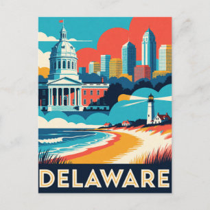 Postal Playas atlánticas de Delaware USA Historia Colonia