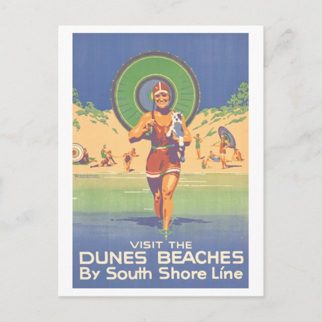 Postal Playas de Indiana Dunes Viaje Poster (Anverso)