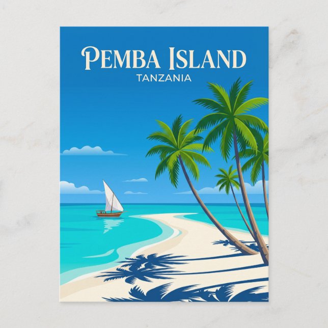 Postal Playas de la isla de Pemba Tanzania (Anverso)