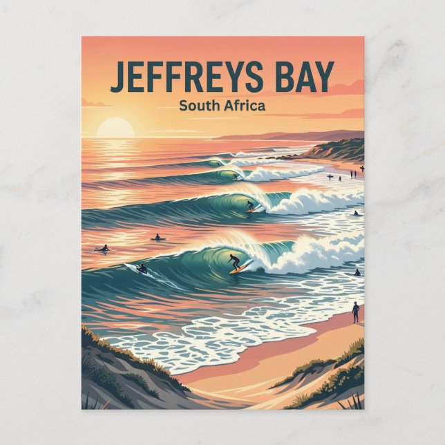 Postal Playas de surf de Jeffreys Bay Sudáfrica (Anverso)