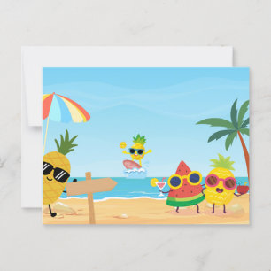 Postal Playas de verano divertida fruta personalizado