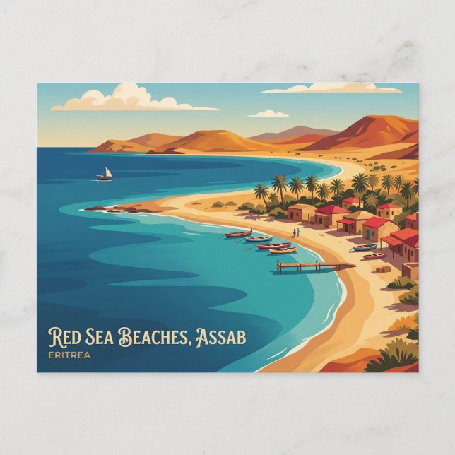 Postal Playas del Mar Rojo, Assab, Eritrea Eritrea (Anverso)