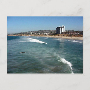 Postal Playas del Pacífico Waves Surfers Sand San Diego O