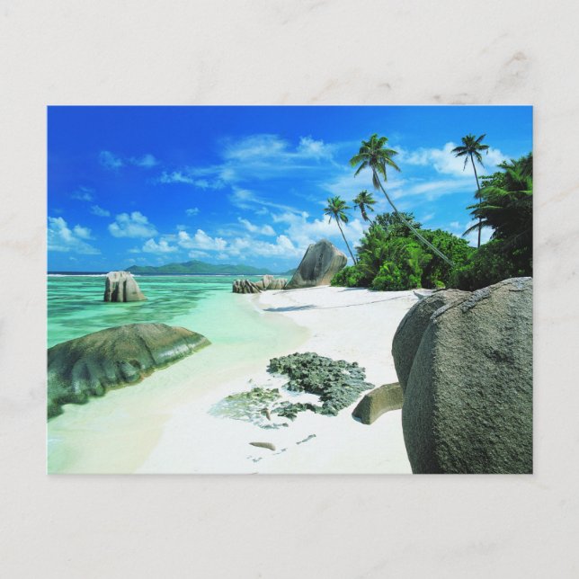 Postal Playas tropicales | Isla de la Digue (Anverso)