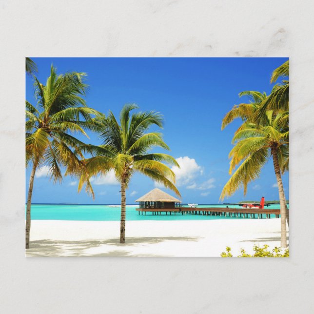 Postal Playas tropicales | Isla y Laguna, Maldivas (Anverso)