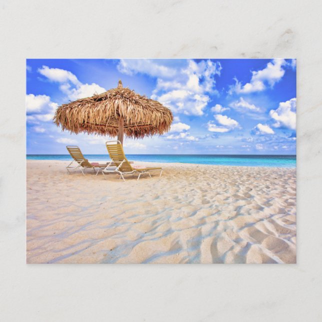 Postal Playas tropicales | Playa de arena de Aruba (Anverso)