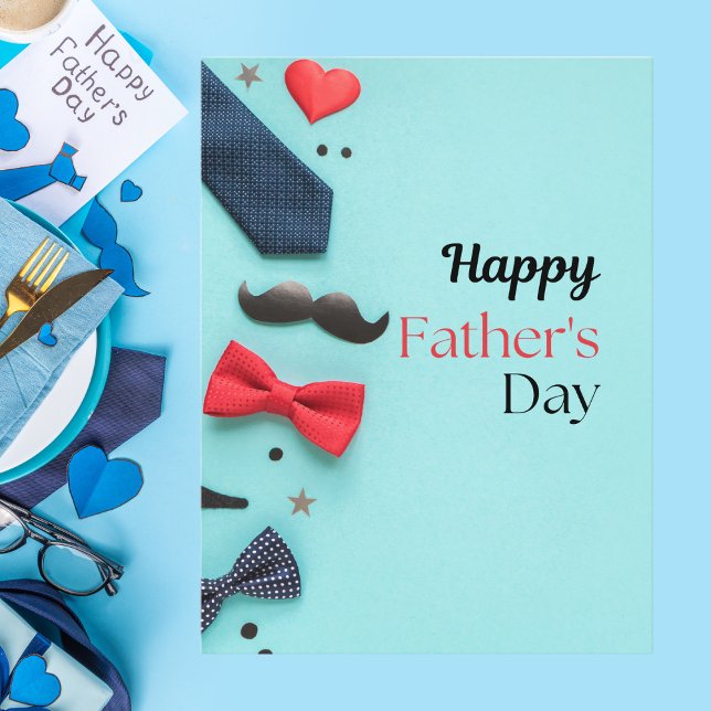 Postal Playful Bow Tie & Mustache Feliz Día del Padre (Subido por el creador)