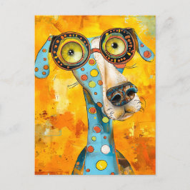 Postal Playful Pop-Art Dog in Bright Hues
