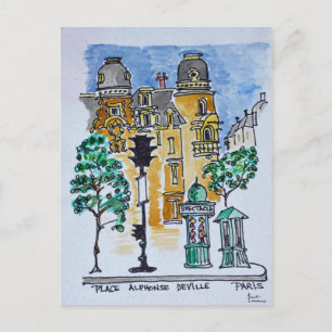 Postal Plaza Alphonse Deville París, Francia