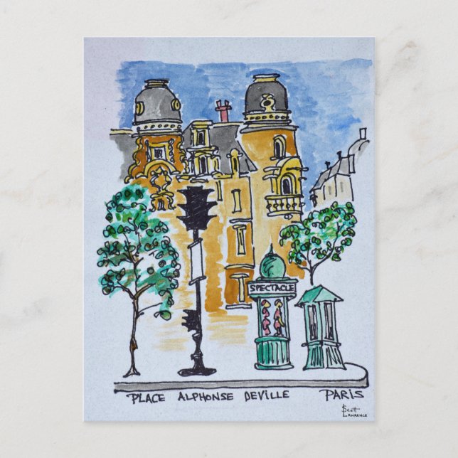 Postal Plaza Alphonse Deville | París, Francia (Anverso)