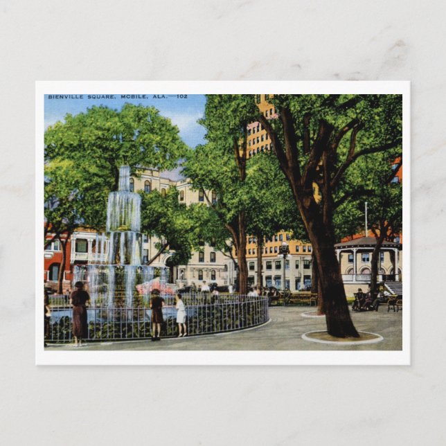 Postal Plaza Bienville, móvil, AL Vintage (Anverso)