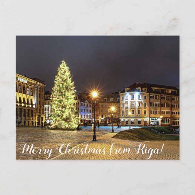 Postal Plaza Cúpula con árbol de Navidad en Riga (Anverso)