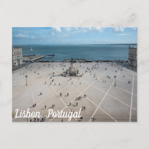 Postal Plaza de Comercio desde arriba en Lisboa, Portugal