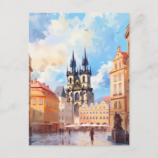 Postal Plaza de la Ciudad Vieja de Praga Iglesia Tyn Arte