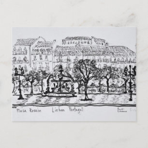 Postal Plaza del Ayuntamiento Placa Rossio   Lisboa, Port